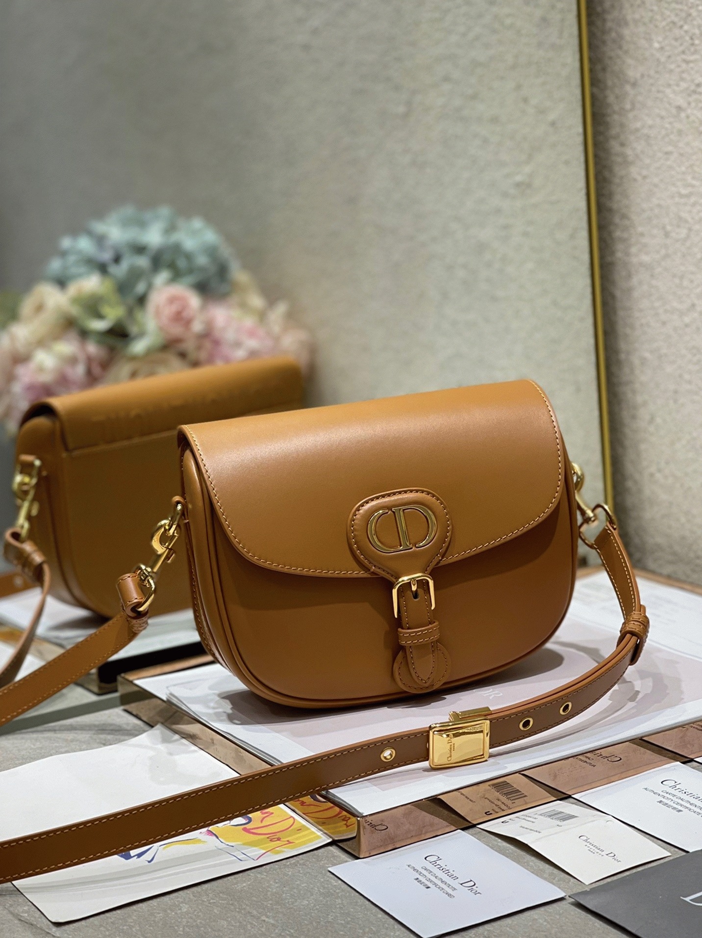Dior Bobby Medium Bag Fake in Brown