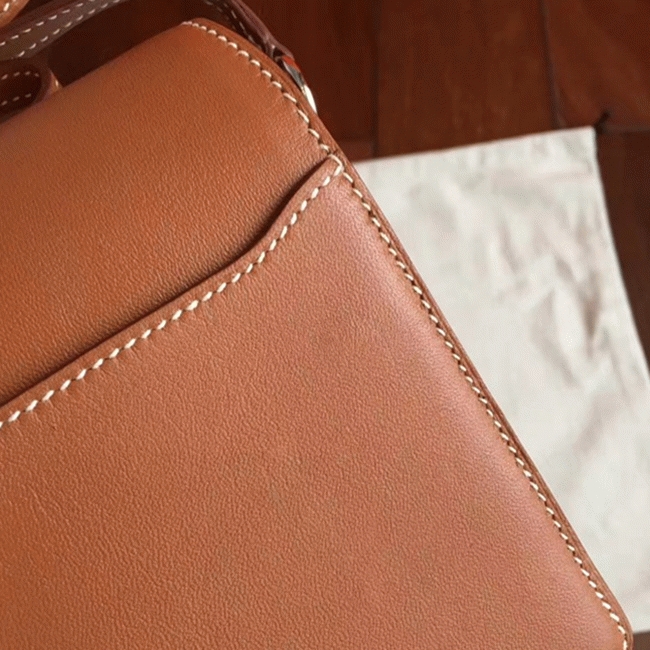 Caramel replica Hermes Mini Sac Roulis handbag