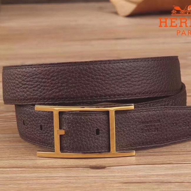 Replica Hermes Quentin chocolate reversible belt