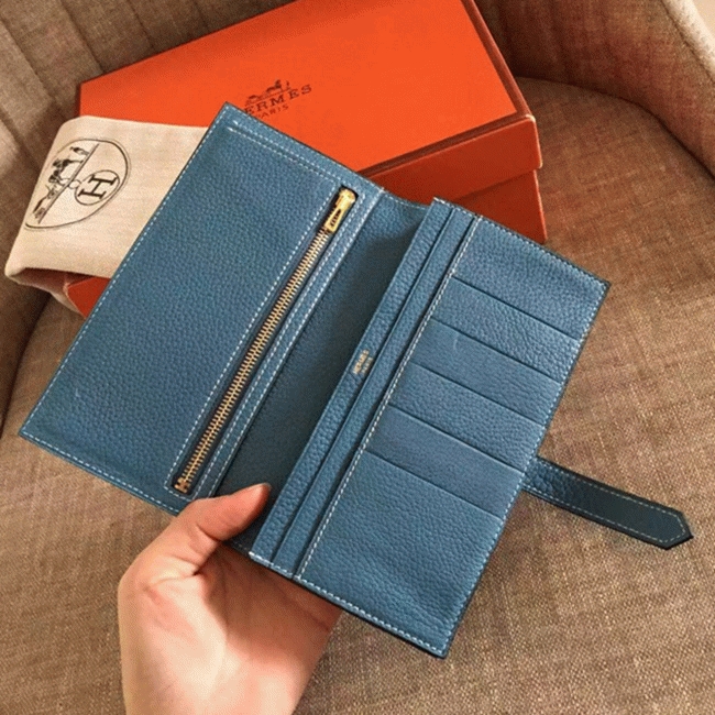 Blue Jean Clemence Knockoff Hermes Bearn Wallet