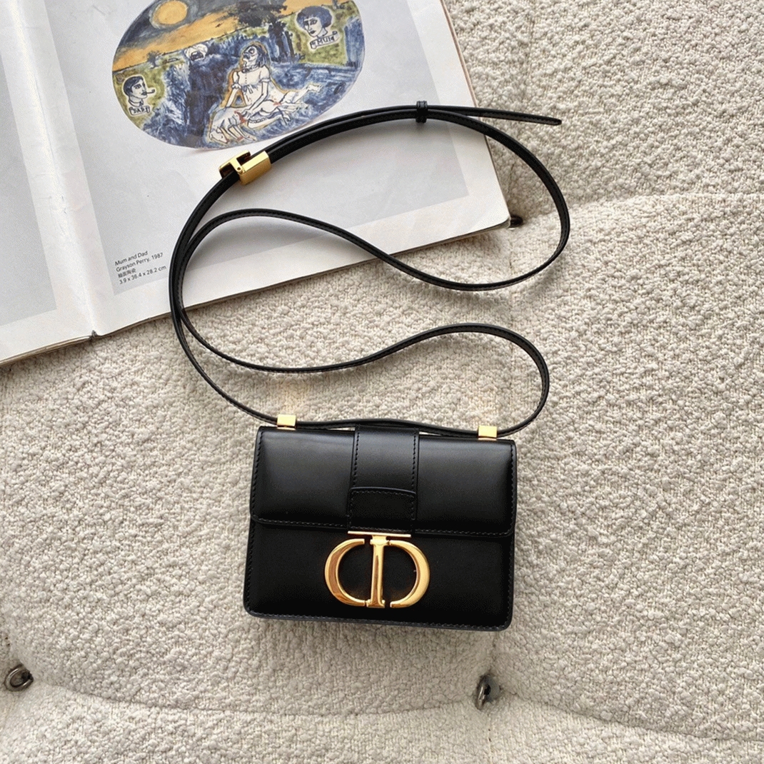 Dior 30 Montaigne Micro Bag Fake in Black Box Calfskin
