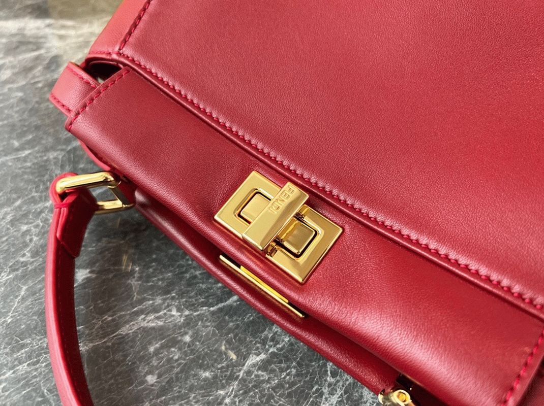 Top Quality Knockoff Fendi Peekaboo Mini Bag In Red Nappa Leather