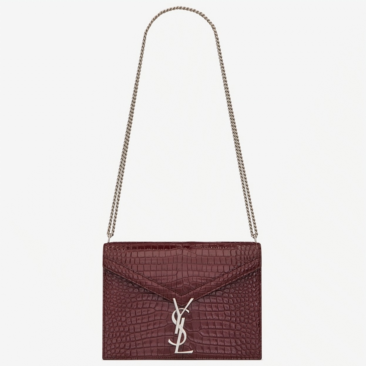 Fake Saint Laurent Cassandra Medium Bag Bordeaux Crocodile