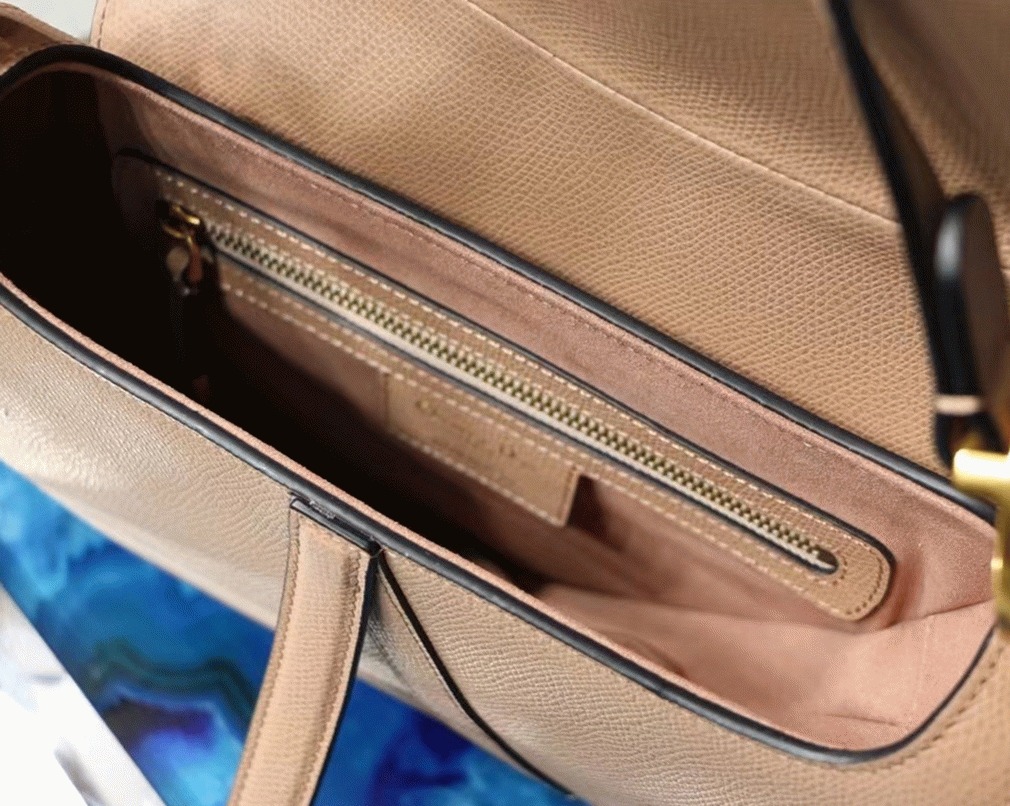 Dior Saddle Bag Fake in Blush Grained Calfskin