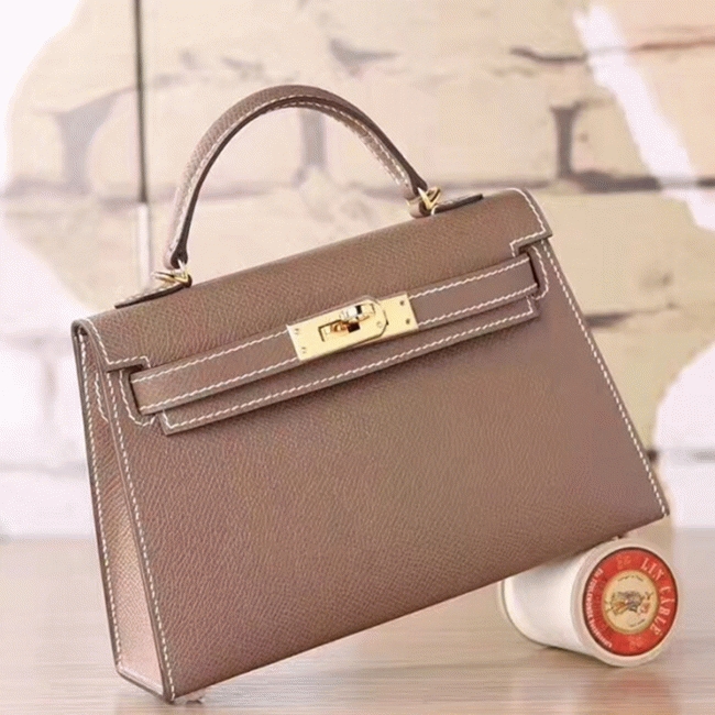 Etoupe Epsom Replica Hermes Kelly 20cm Elegant Tote