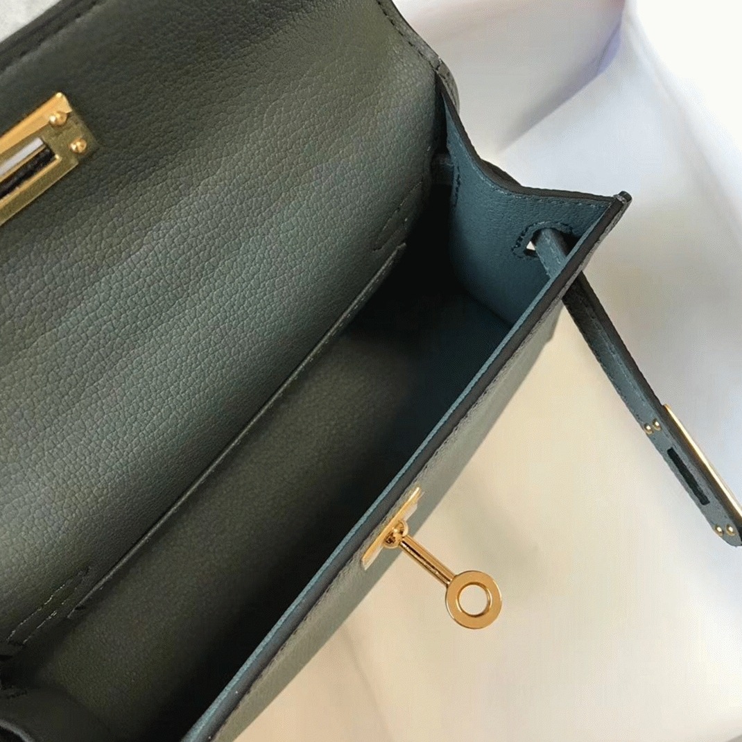 Hermes Kelly Mini II Bag Fake in Vert Amand