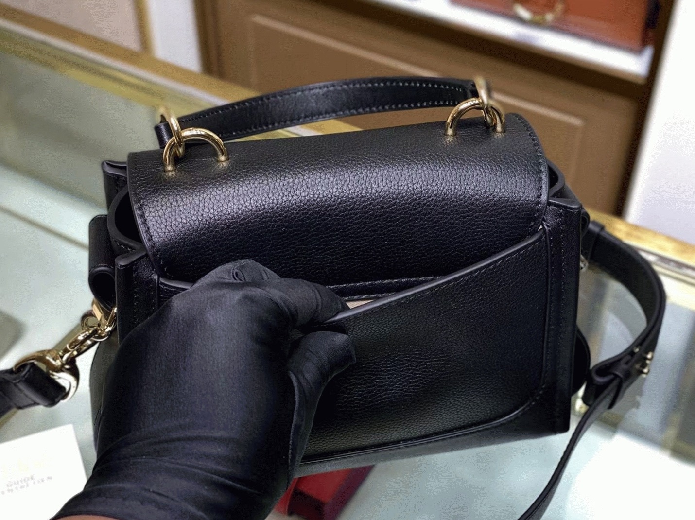 Top Quality Replica Chloe Mini Tess Day Bag In Black Grained Leather