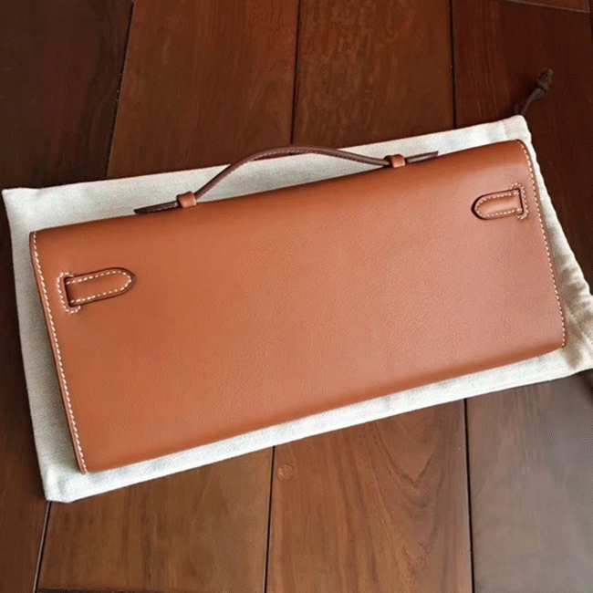 Gold Swift Knockoff Hermes Kelly Cut Clutch Sophisticated Clutch