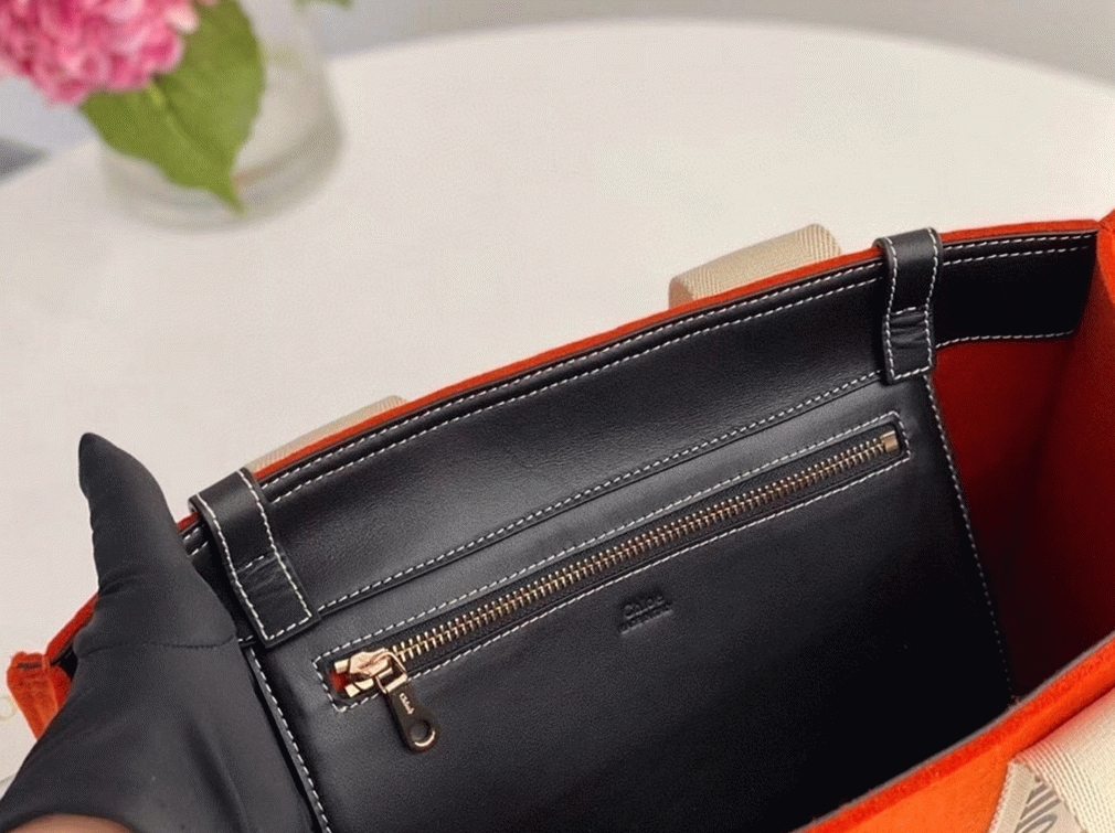 Top Quality Fake Chloe Medium Woody Tote Bag In Orange Felt