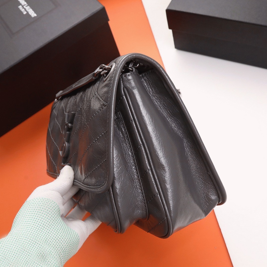 Replica Saint Laurent Niki Medium Chain Bag Dark Grey