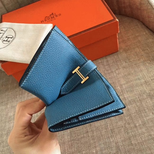 Blue Jean Clemence Knockoff Hermes Bearn Wallet