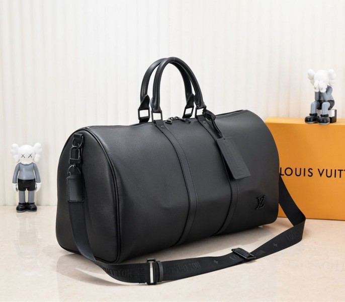 Louis Vuitton Aerogram Keepall Bandouliere 50 Travel Bag In Black