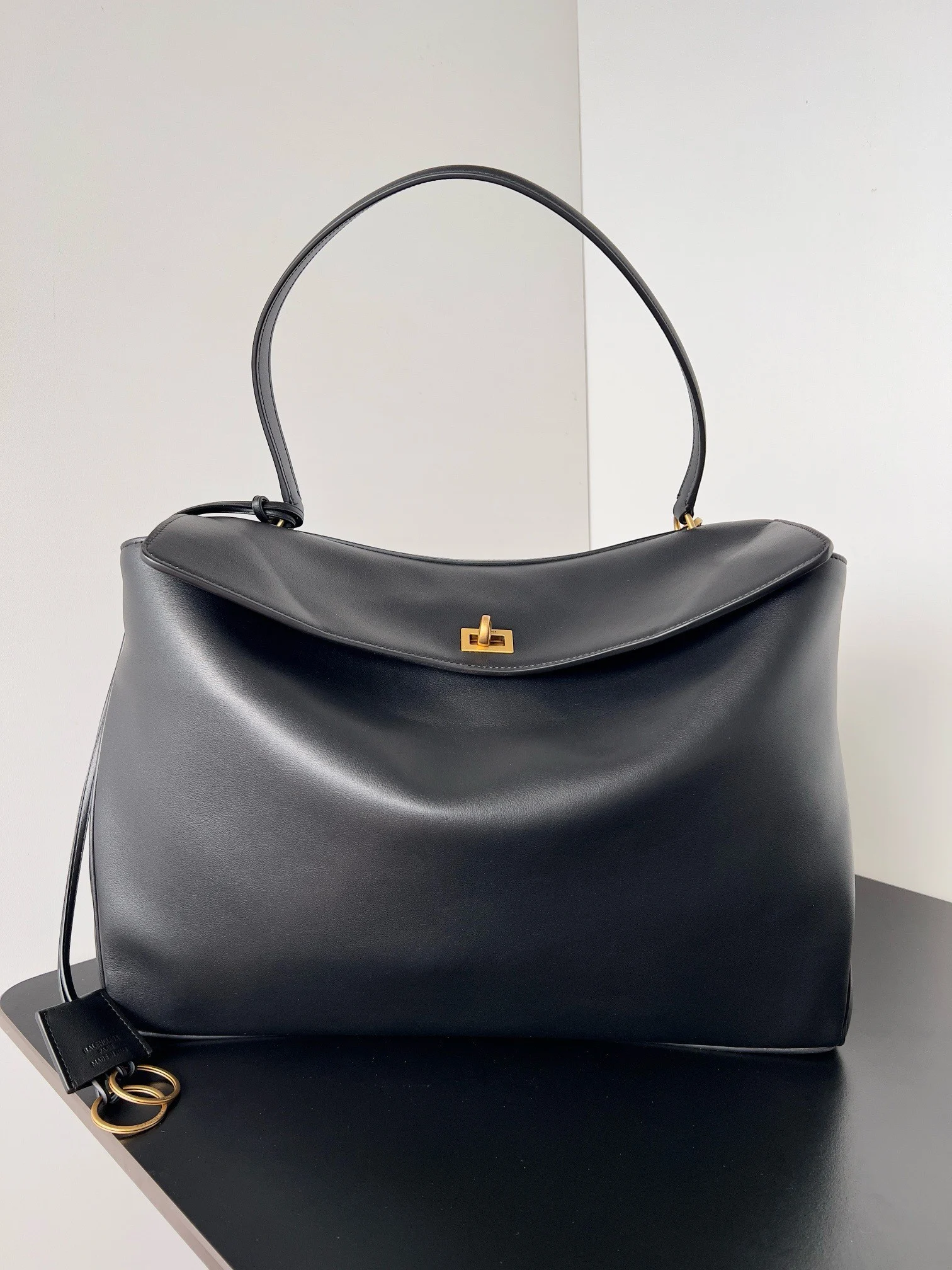 Knockoff Balenciaga Rodeo Large Bag Black Calfskin