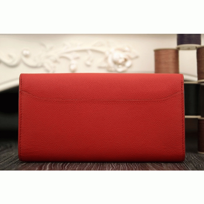 Red AAA fake Hermes Constance wallet