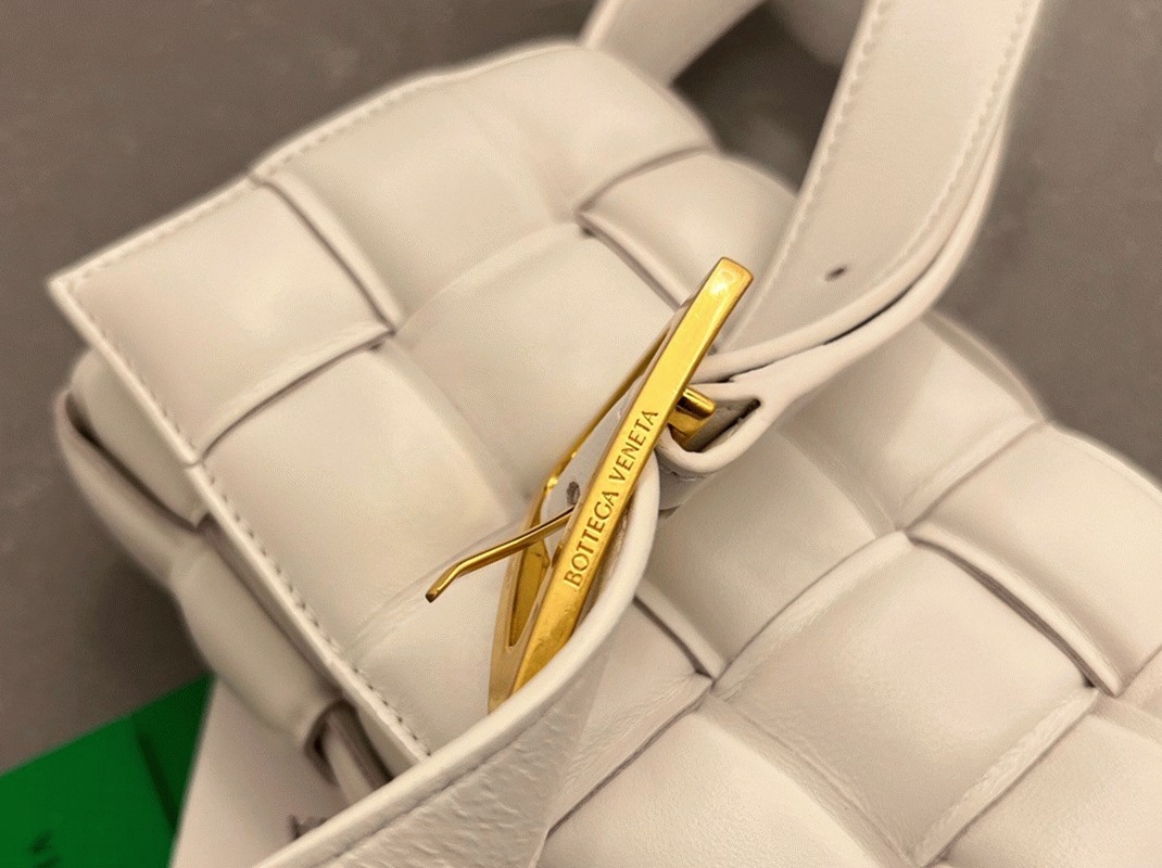 Fake Bottega Veneta Small Padded Cassette Bag White