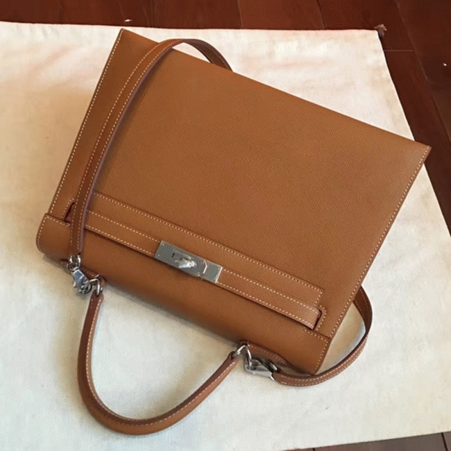 Brown Epsom Knockoff Hermes Kelly 32cm Sellier Classic Purse