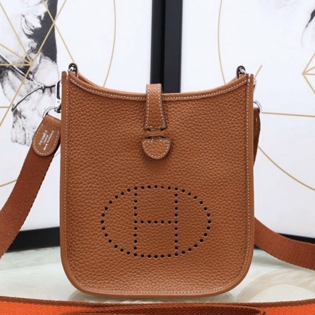 Brown Replica Hermes Evelyne Shoulder Bag