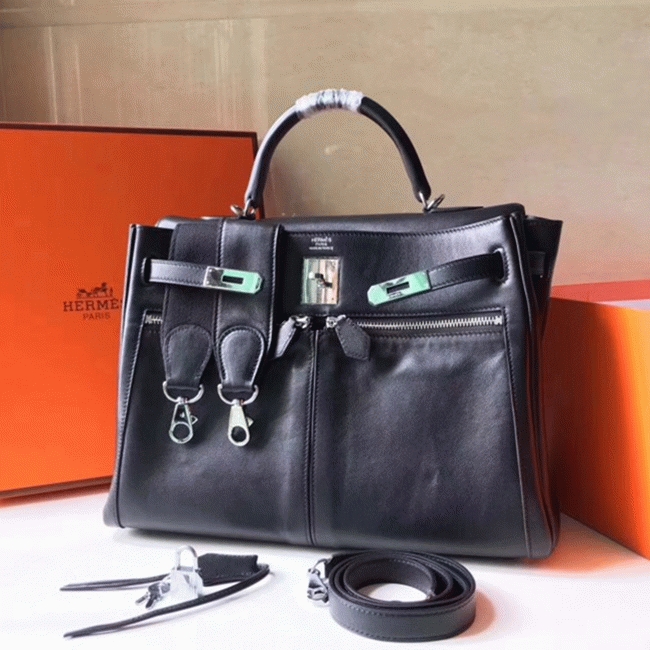 Black Fake Hermes Kelly Lakis 35cm Functional Designer Bag