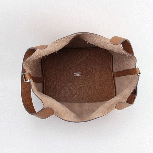 Brown faux luxury Hermes Picotin Lock handbag