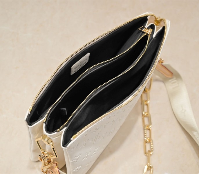 Louis Vuitton Coussin PM Bag In Cream With Jacquard Strap