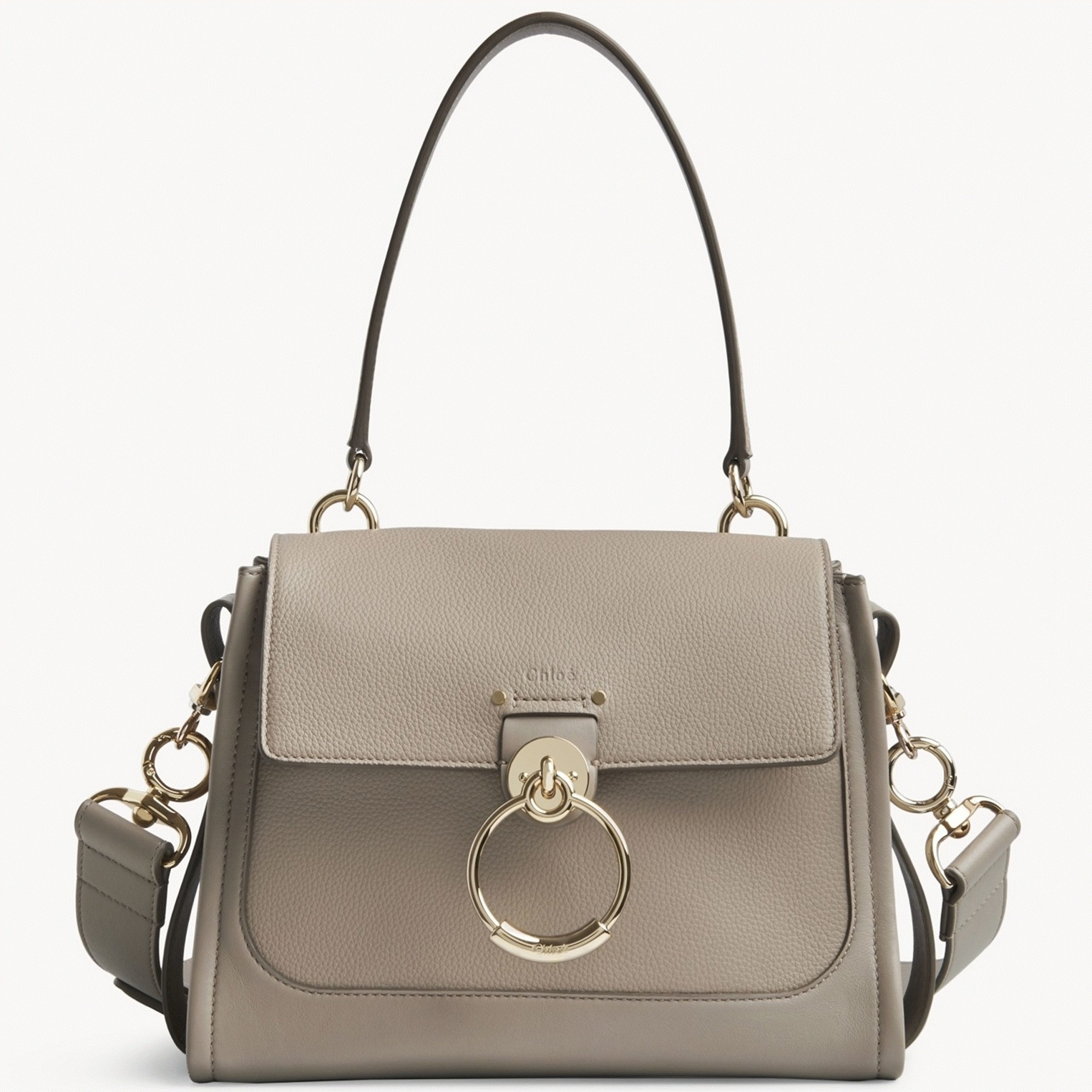 Top Quality Replica Chloe Small Tess Day Bag In Grey Grained Leather