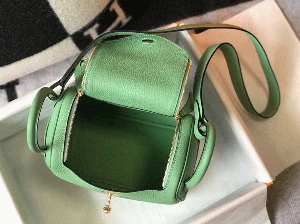 Knockoff Hermes Lindy Mini handbag in vert criquet color