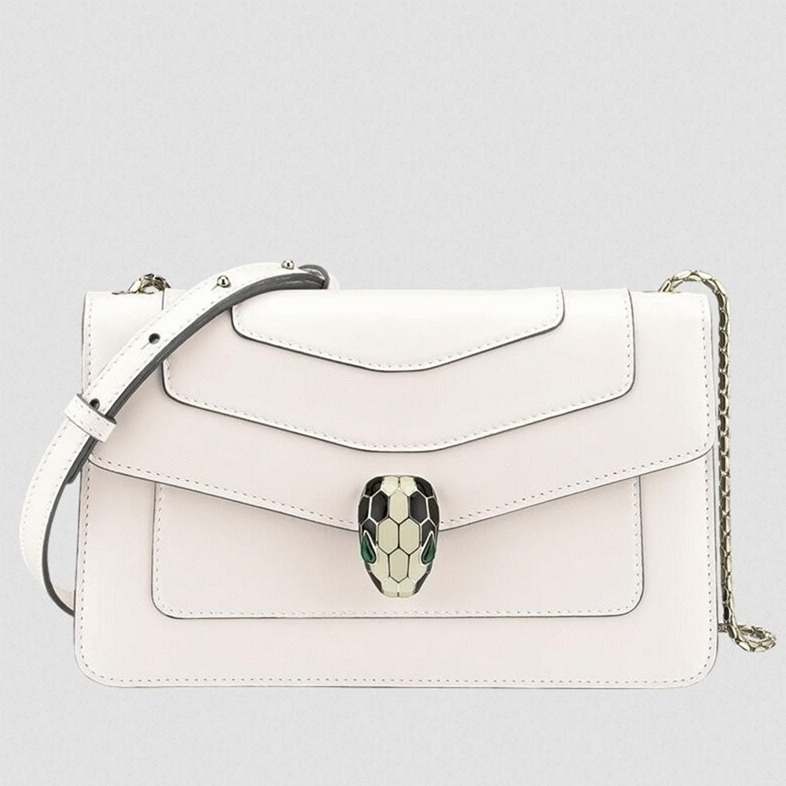 Replica Bvlgari Serpenti Forever Small Cross-body Bag White Calfskin