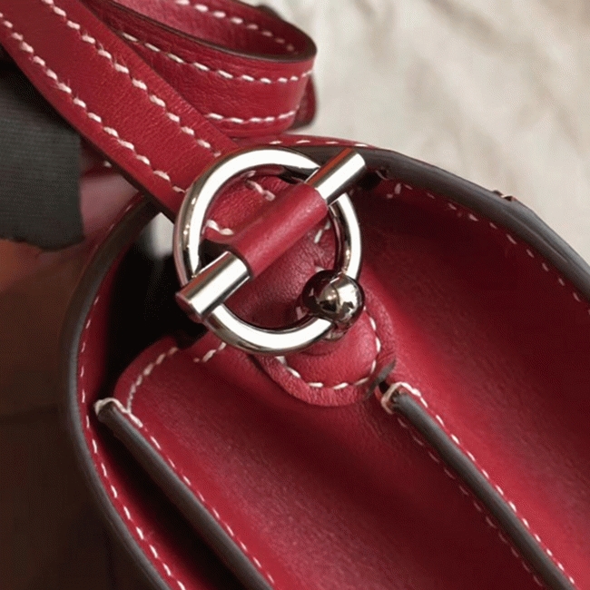 Red designer replica Hermes Mini Sac Roulis handbag