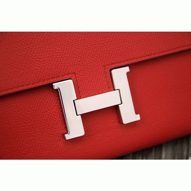 Red AAA fake Hermes Constance wallet