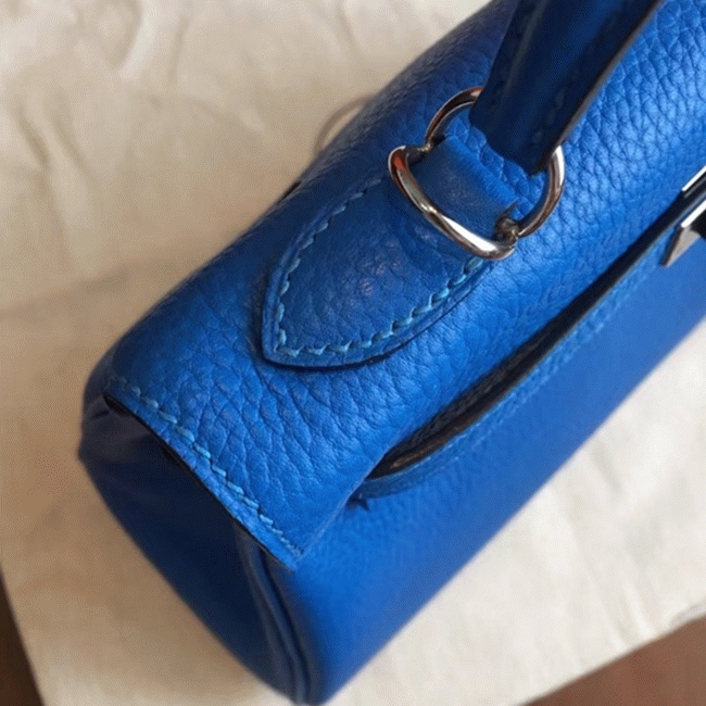 Blue Clemence Replica Hermes Kelly 25cm Chic Tote