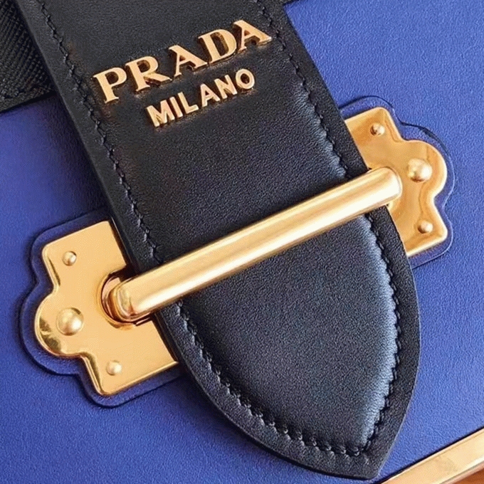 Blue/Black Prada Cahier Shoulder Bag Fake