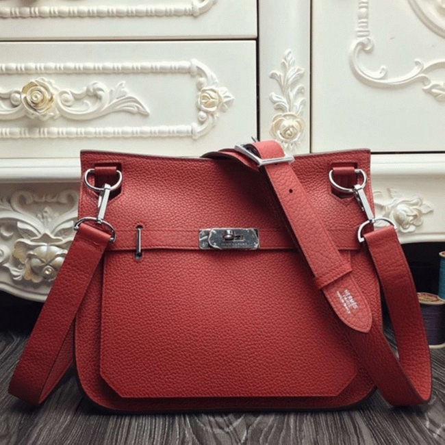 Large red fake Hermes Jypsiere 34cm handbag