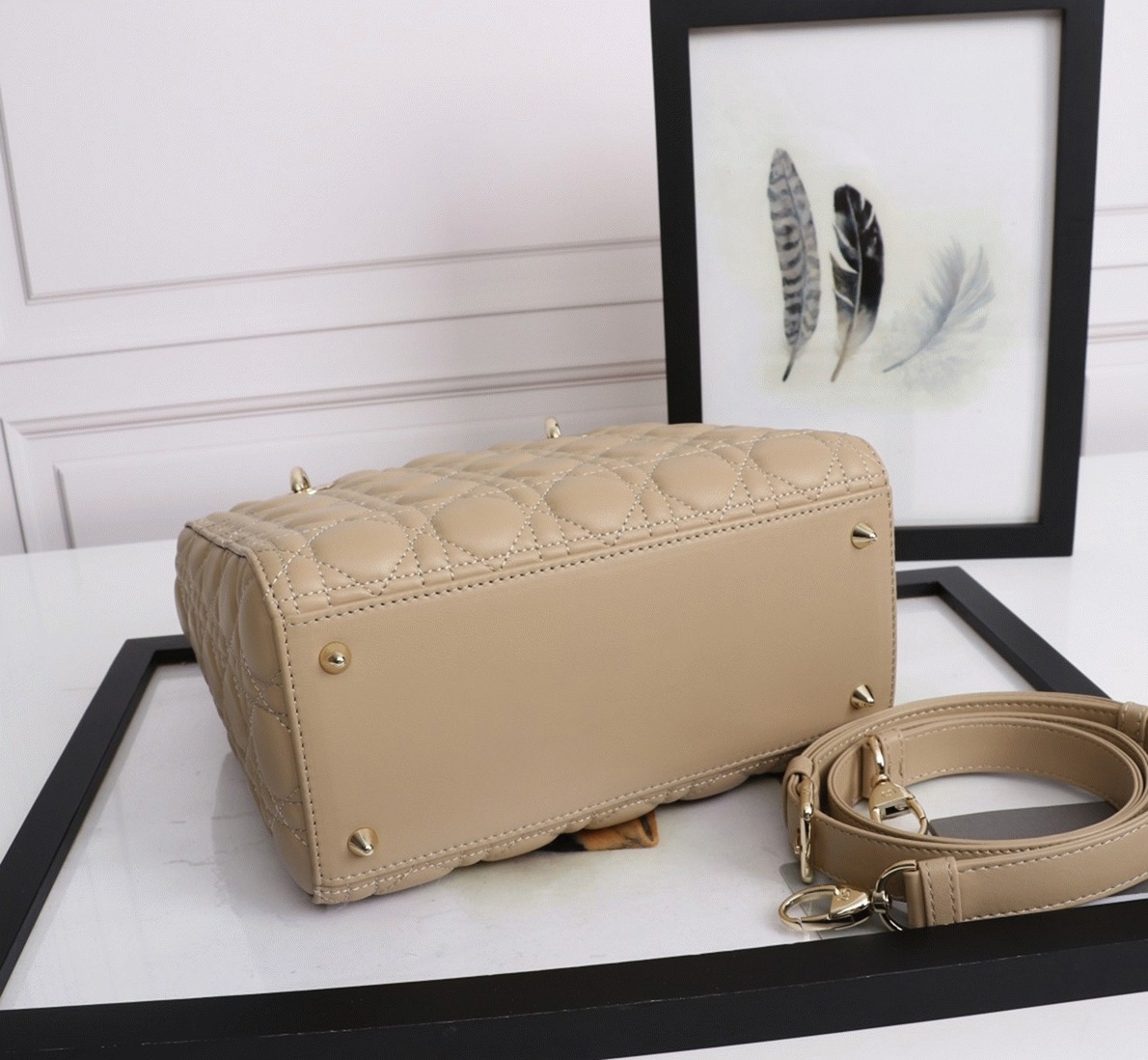Dior Lady Dior Medium Bag Knockoff in Beige