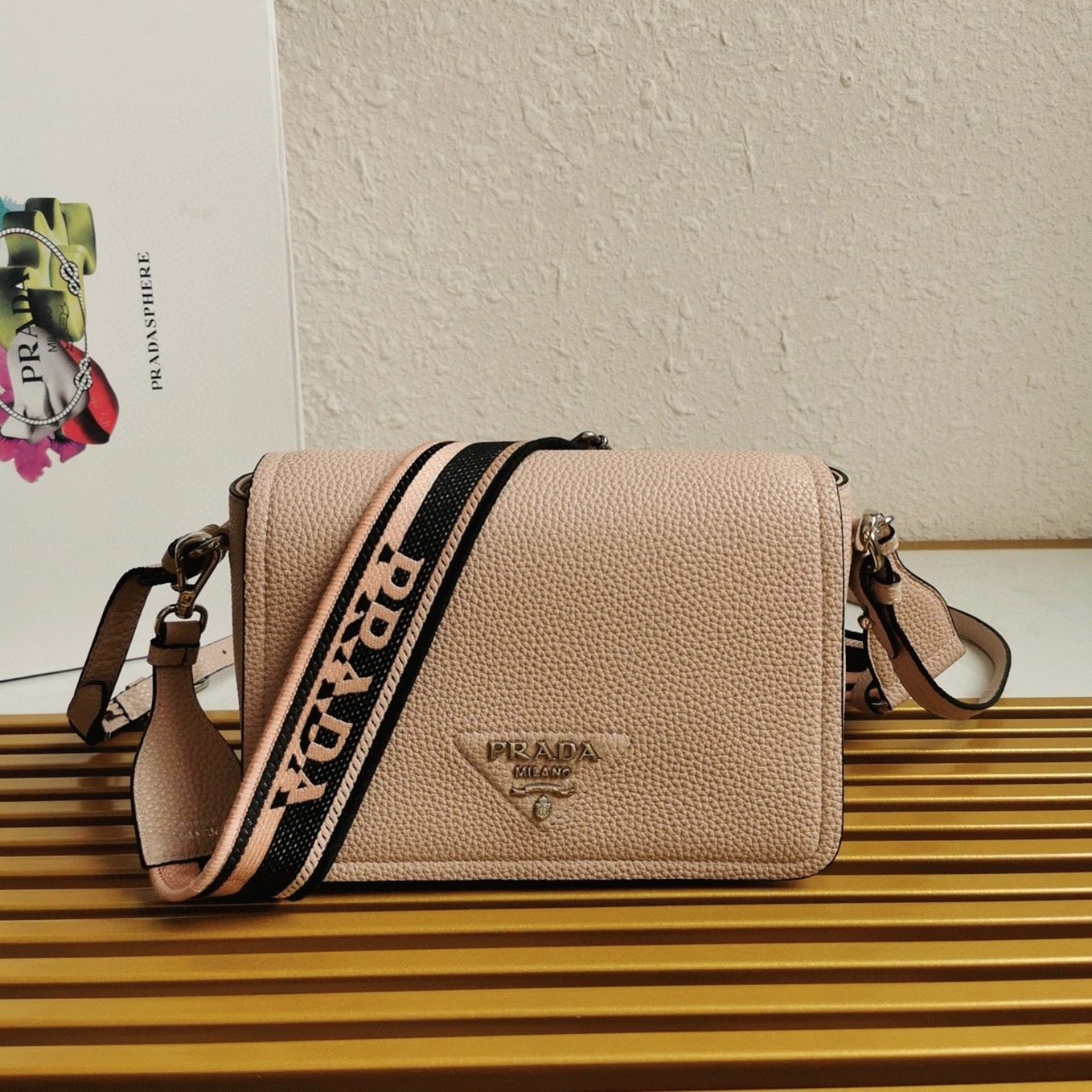 Prada Flap Shoulder Bag Replica in Light Pink