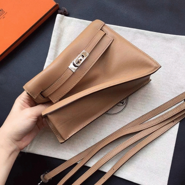 Brown Swift Leather High Quality Replica Hermes Kelly Danse Classic Purse