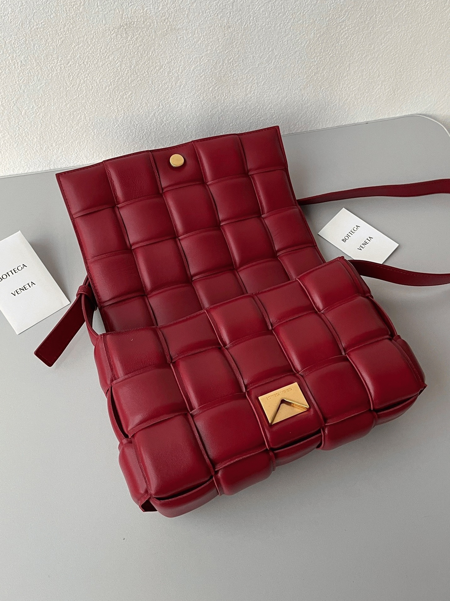 Top Quality Faux Bottega Veneta Padded Cassette Bag In Dark Red