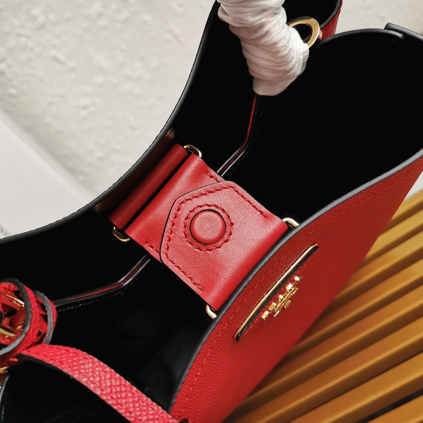 Red Prada Medium Panier Bag Fake