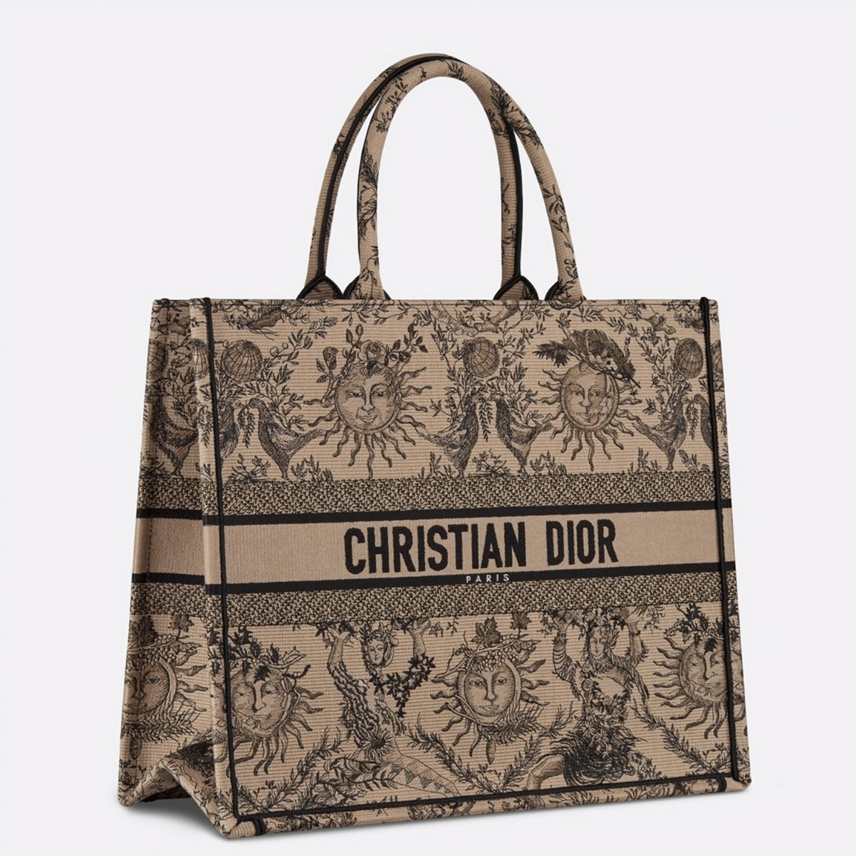 Dior Large Book Tote Bag Replica in Beige Toile de Jouy Soleil Embroidery