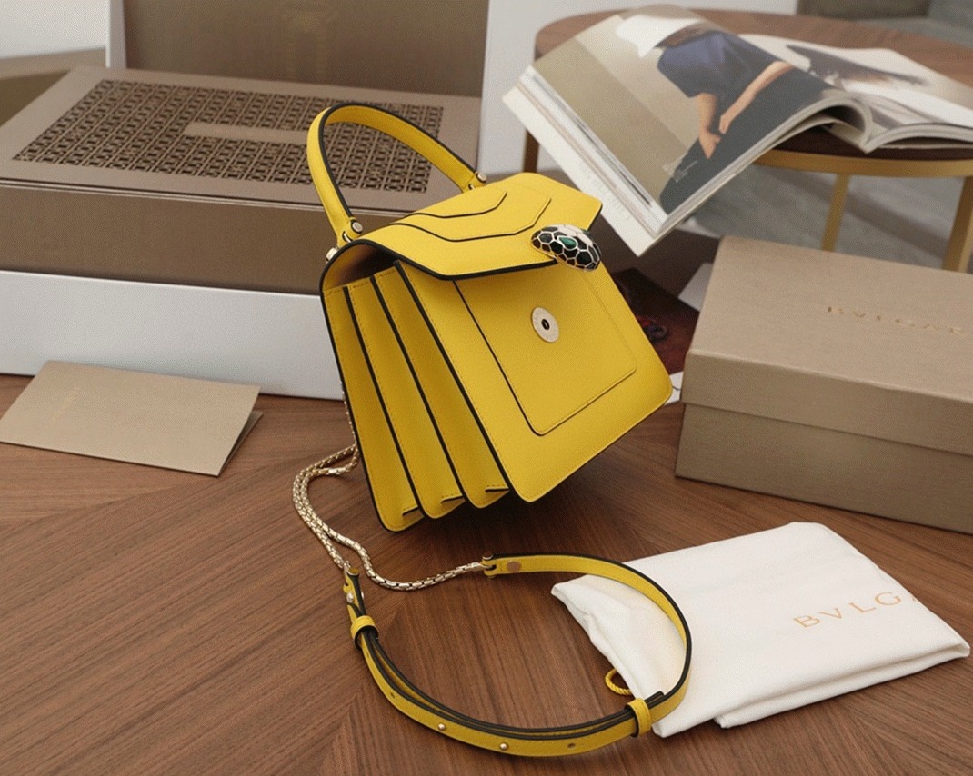 Fake Bvlgari Serpenti Forever Small Bag Yellow Calfskin