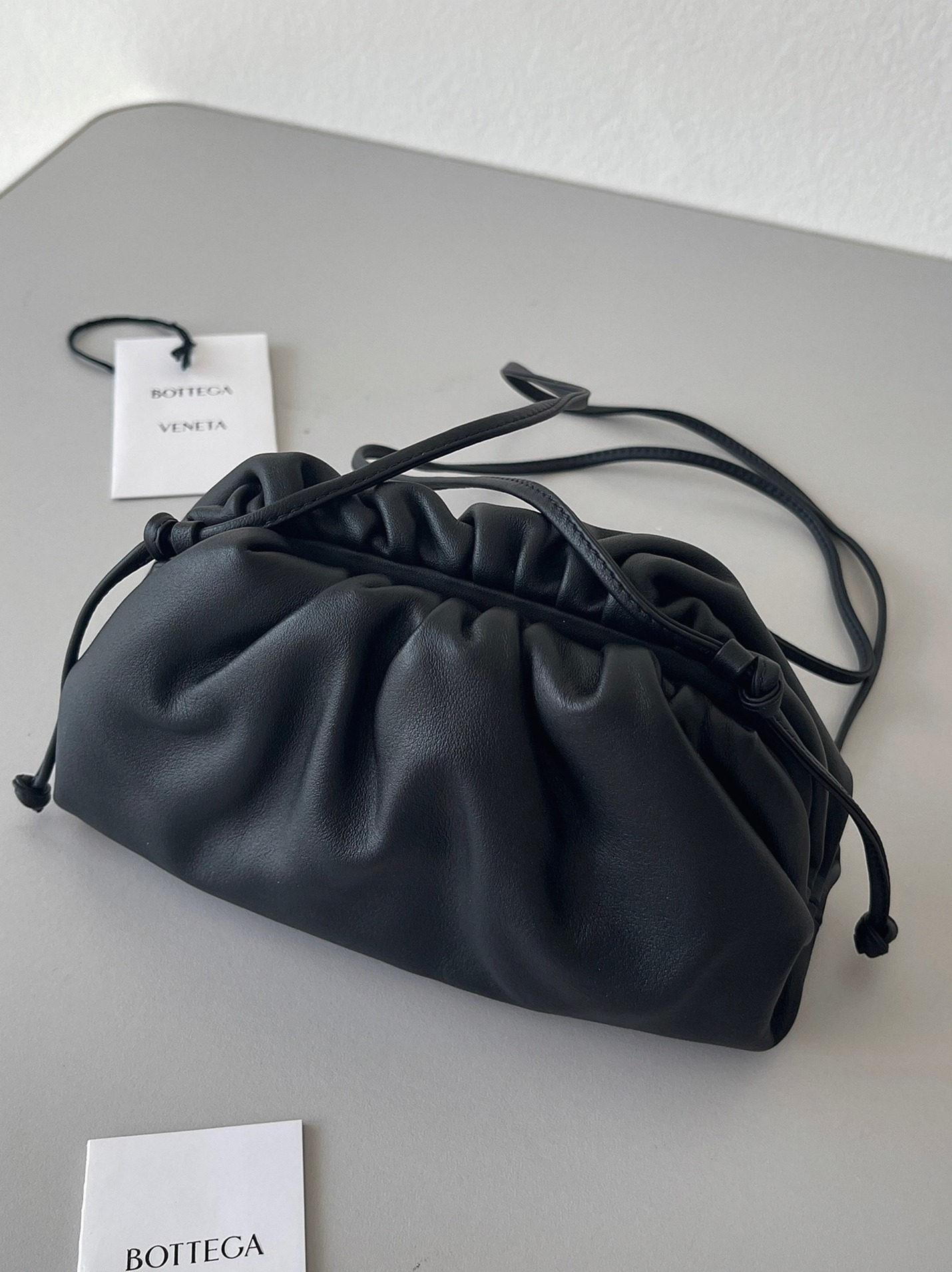 Knockoff Bottega Veneta Mini Pouch with Strap Black