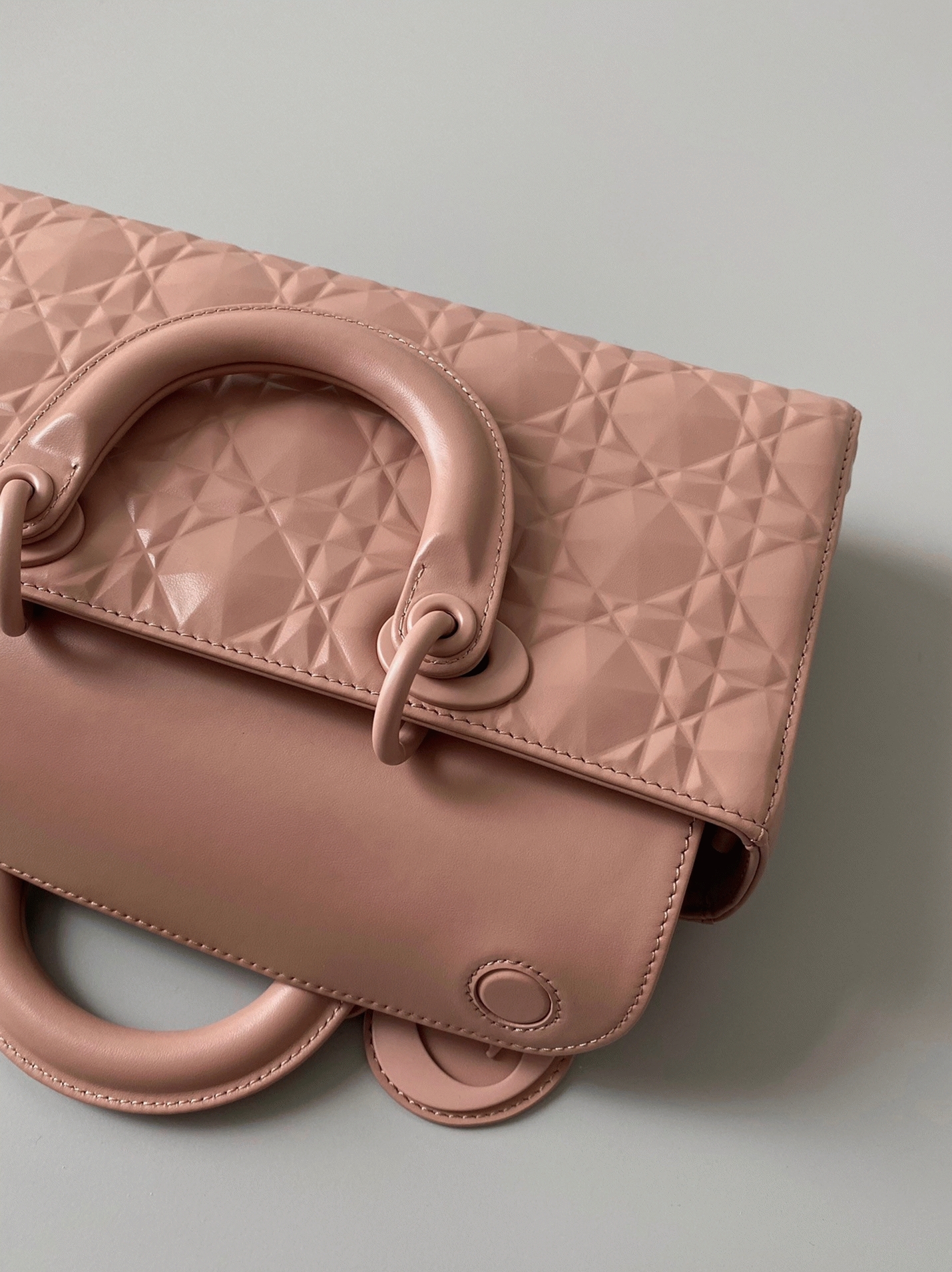 Dior Lady D-Joy Medium Bag Faux in Nude Calfskin with Diamond Motif