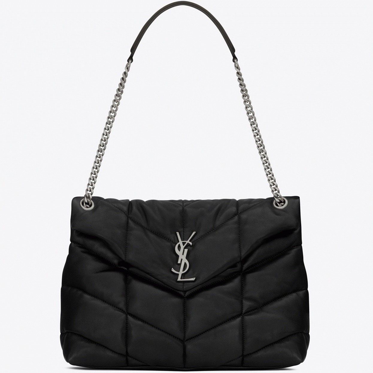 Saint Laurent Puffer Medium Chain Bag Noir Lambskin