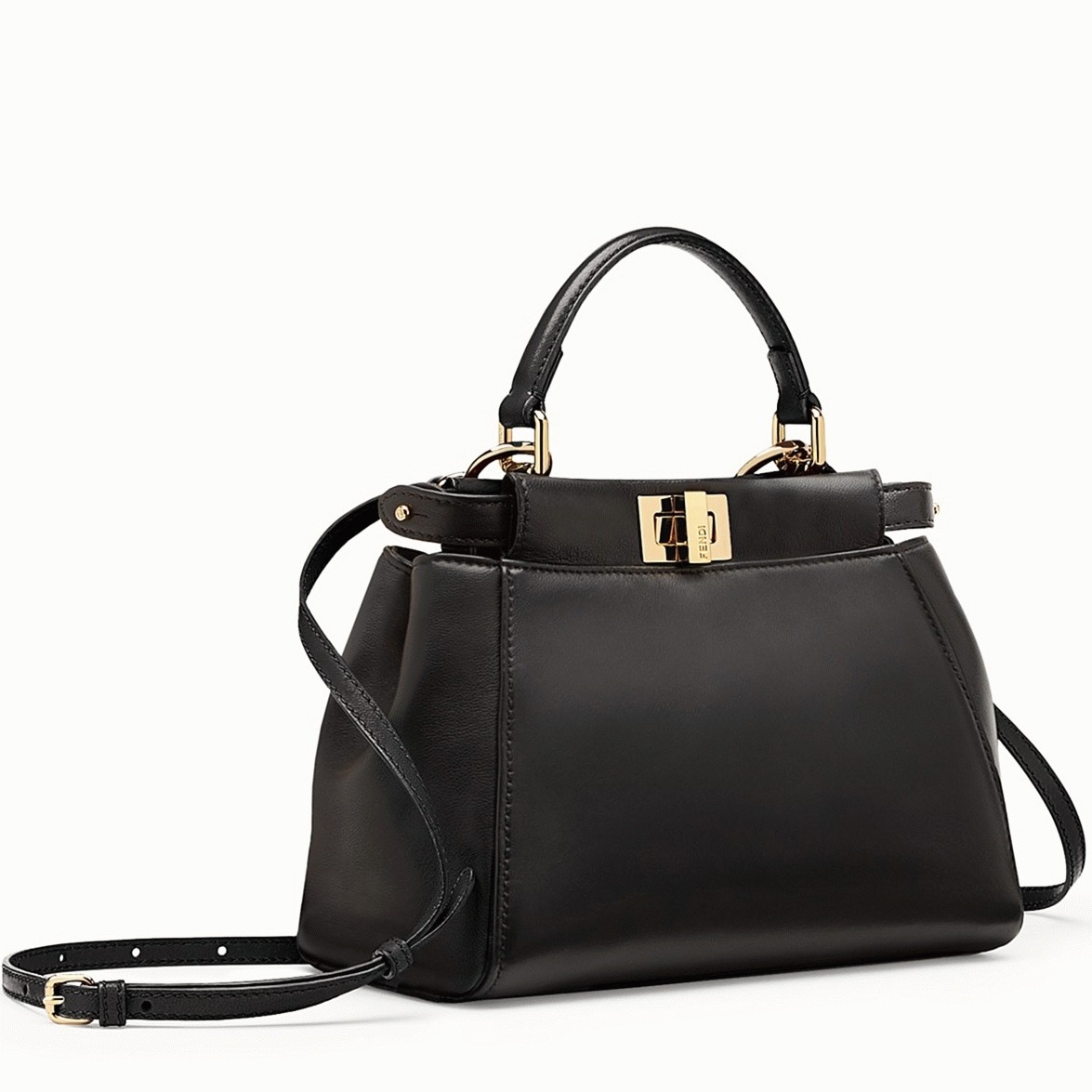 Top Quality Replica Fendi Peekaboo Mini Bag In Black Nappa Leather