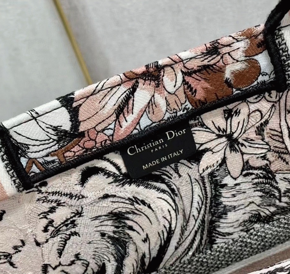 Dior Large Book Tote Bag Faux in Multicolor La Force Embroidery