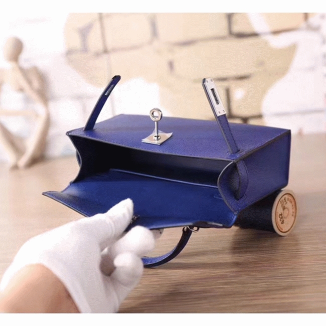 Electric Blue Epsom Fake Hermes Kelly 20cm Statement Bag