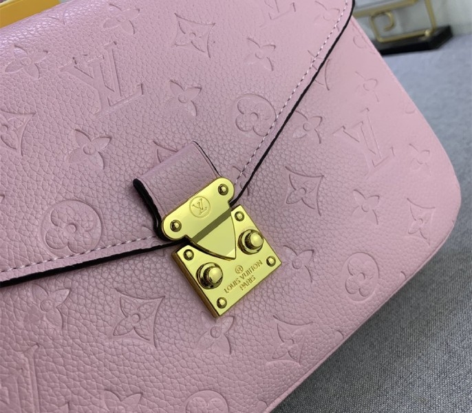 LV Monogram Empreinte Leather Metis In Light Hot Pink