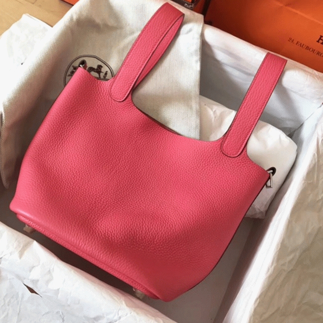 Rose lipstick cheap replica Hermes Picotin Lock 18cm handbag