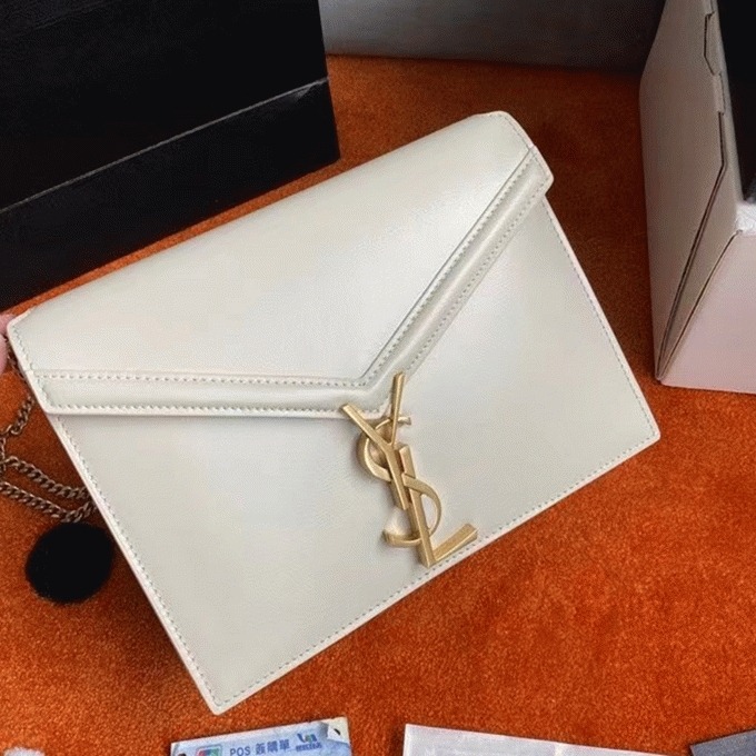 Fake Saint Laurent Cassandra Medium Chain Bag White