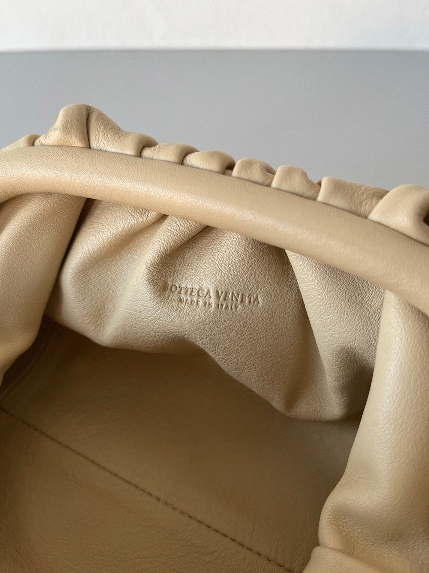 Fake Bottega Veneta Mini Pouch with Strap Almond