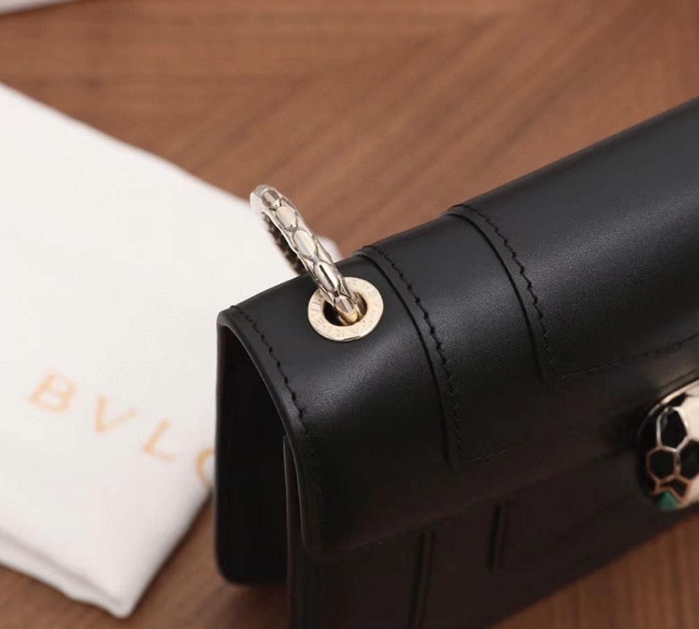 Fake Bvlgari Serpenti Forever Small Crossbody Bag Black Leather